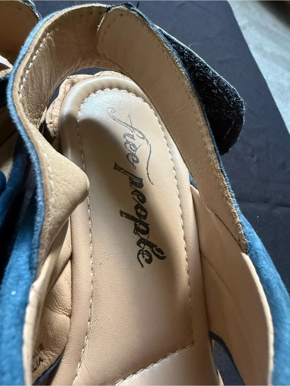 37 Free People Noelle PlatformTeal Suede Crisscross Platform Wedge  Italy 6.5